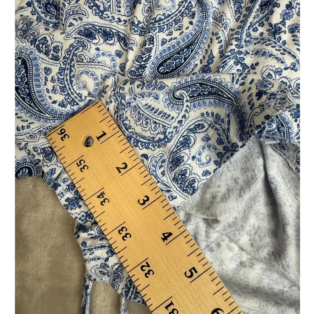 Ralph Lauren Pajama SET Womens Medium Blue Paisley Top Shorts Lounge Preppy